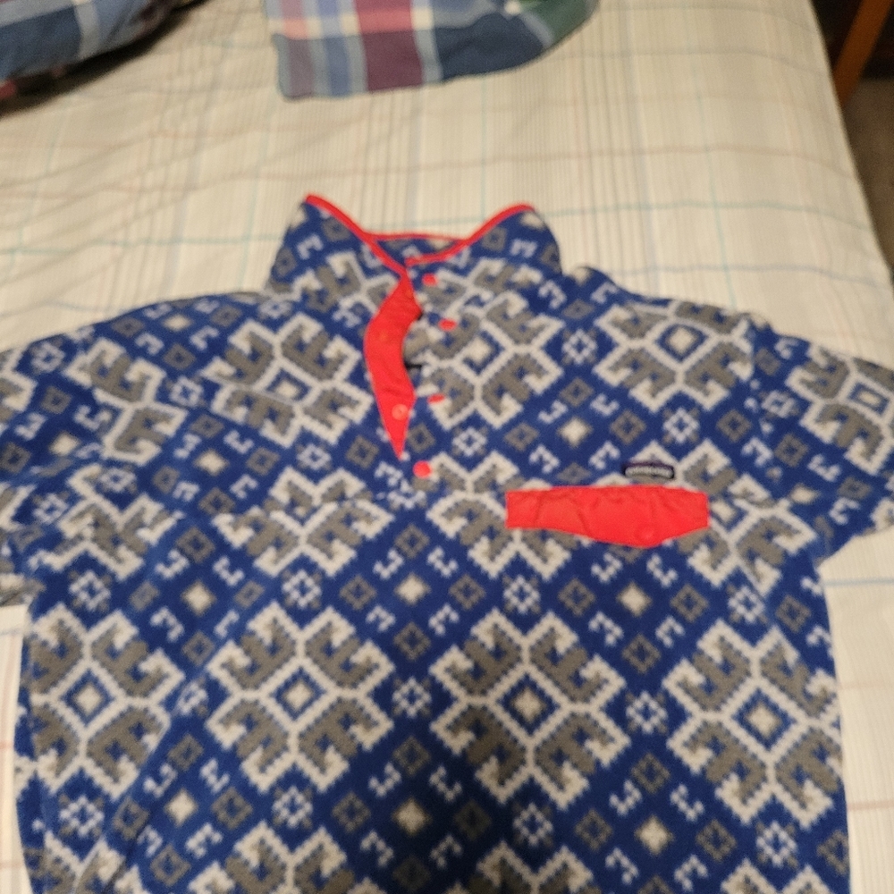 Men's vintage Patagonia Synchilla Snap T Pullover Blue Medium